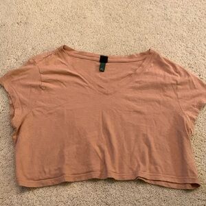 Light orange peach nude t-shift crop top